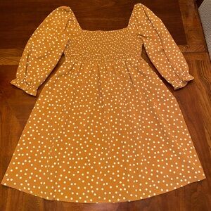 Mustard yellow poka dot dress